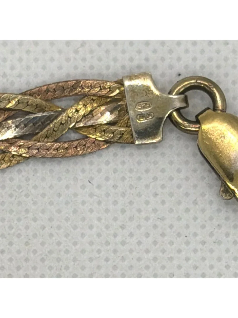 VTG Milor Italy 925 Sterling Silver Tri Color Braided Herringbone Bracelet 7" - Picture 6 of 14